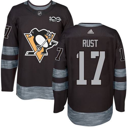 Adidas Penguins #17 Bryan Rust Black 1917-100th Anniversary Stitched NHL Jersey - Click Image to Close